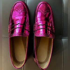 Worn once - Beautiful metallic magenta/pink loafers.